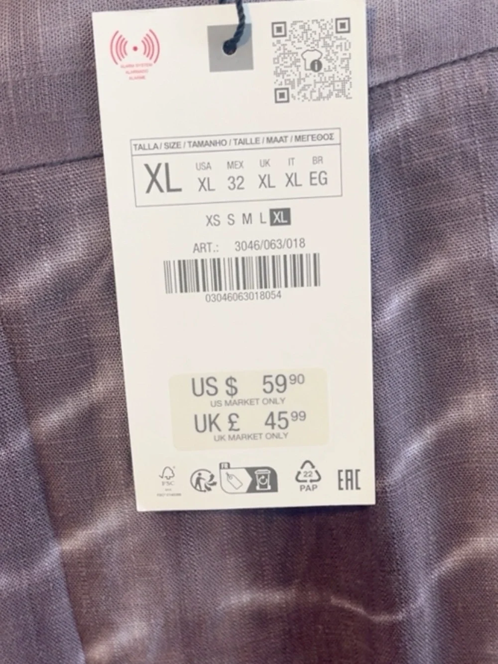NEW ZARA Zara Tie Dye Grey Linen Blend  Wide Leg Relaxed size XL 🚨NO DISCOUNT